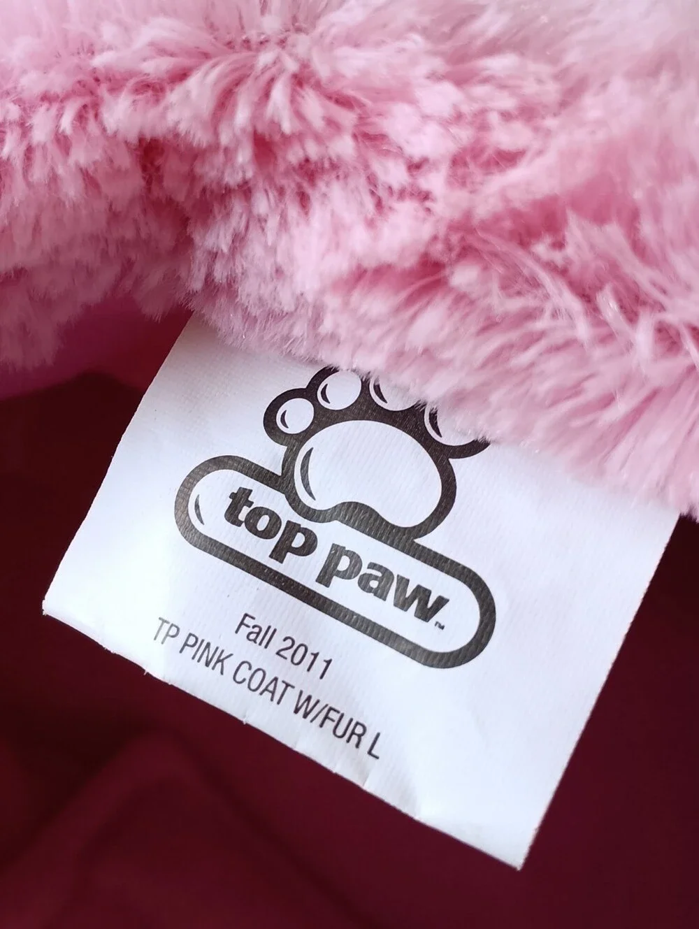 🩷 Top Paw Pink Quilted Dog Jacket Coat Large L Pets Cute Faux Fur Cute Girly